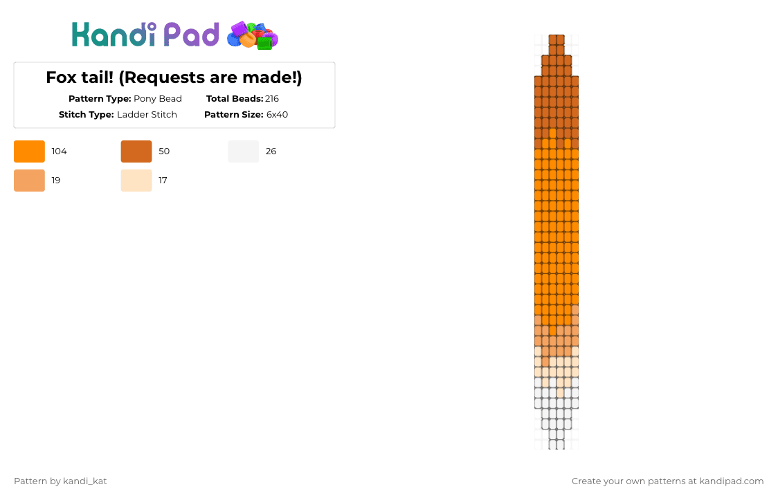 Fox tail! (Requests are made!) - Pony Bead Pattern by kandi_kat on Kandi Pad - orange