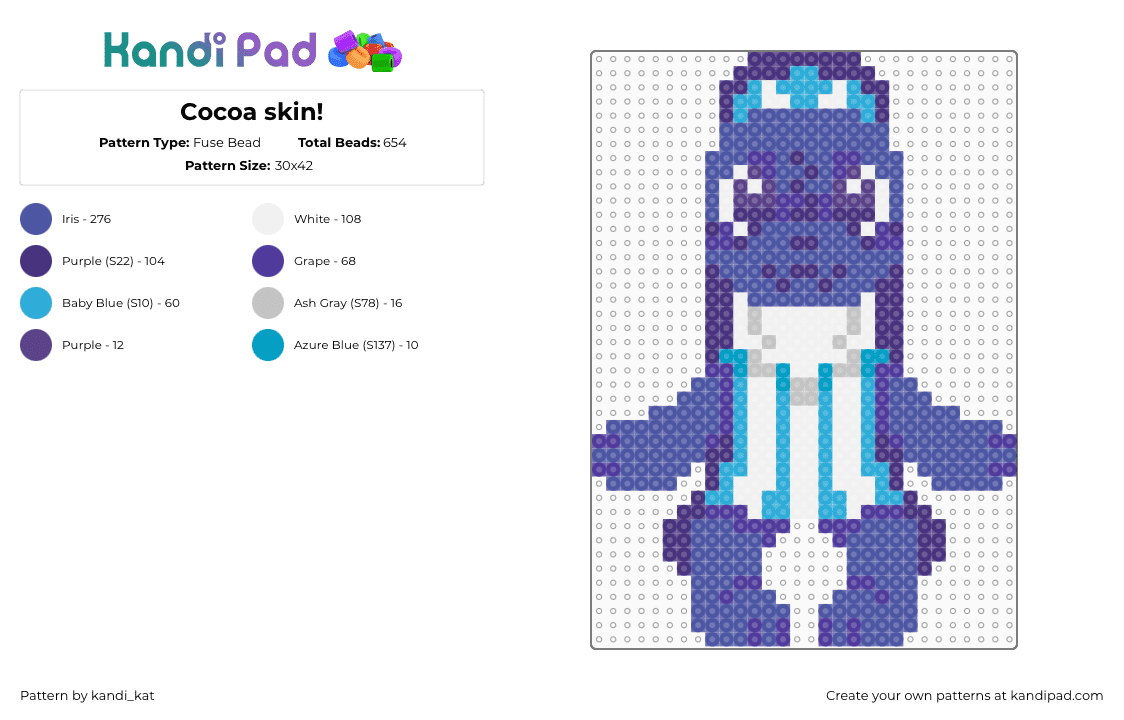Cocoa skin! - Fuse Bead Pattern by kandi_kat on Kandi Pad - purple