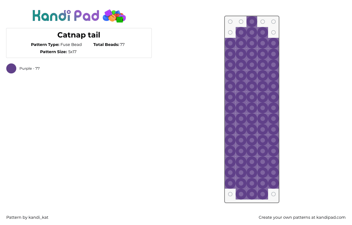 Catnap tail - Fuse Bead Pattern by kandi_kat on Kandi Pad - catnap,poppy playtime,smiling critters,tail,video game,simple,purple