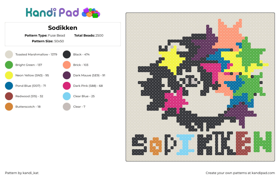 Sodikken - Fuse Bead Pattern by kandi_kat on Kandi Pad - beige