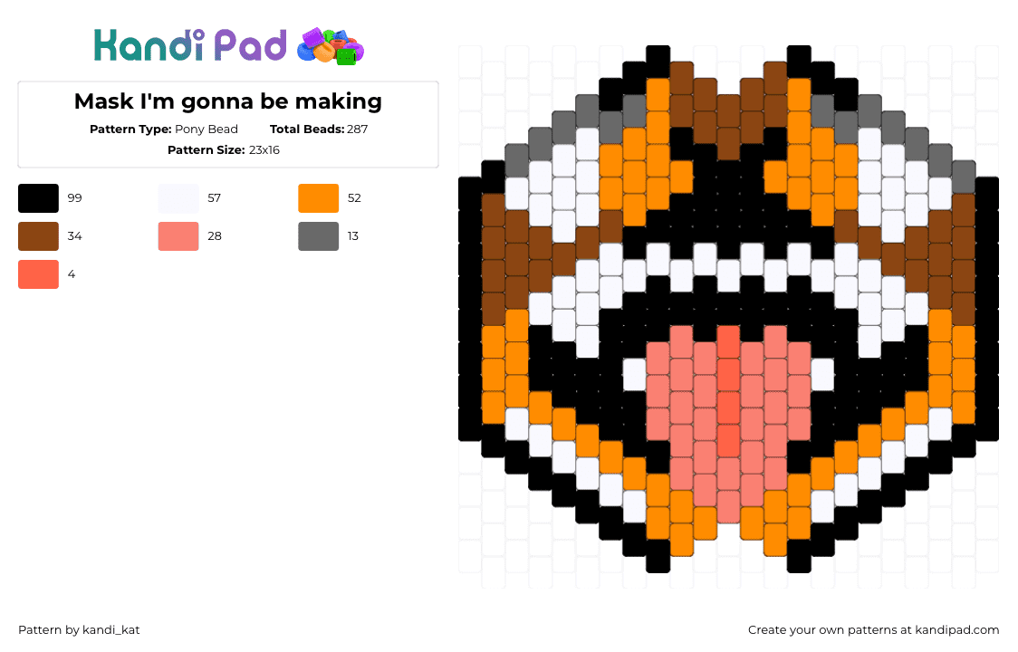 Mask I\'m gonna be making - Pony Bead Pattern by kandi_kat on Kandi Pad - orange