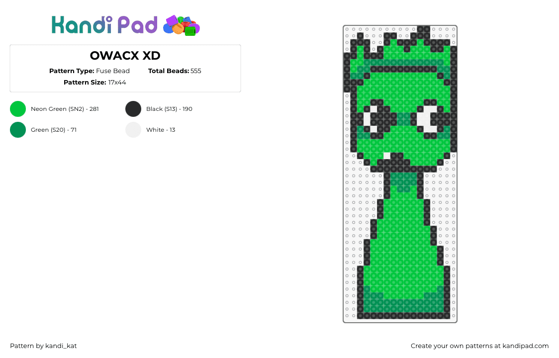 OWACX XD - Fuse Bead Pattern by kandi_kat on Kandi Pad - owakcx,lime,sprunki,incredibox,character,video game,green