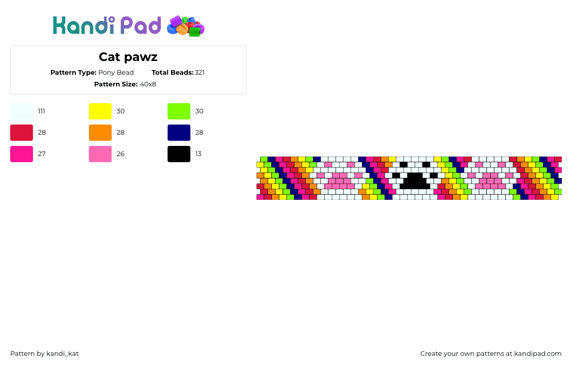 Cat pawz - Pony Bead Pattern by kandi_kat on Kandi Pad - 