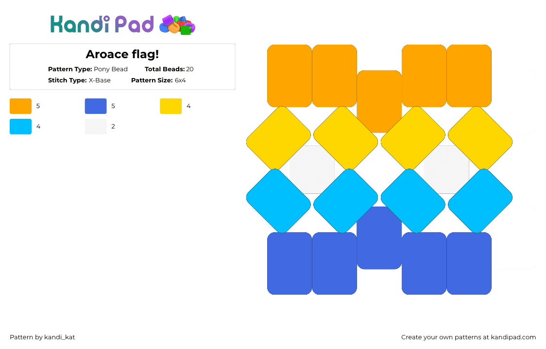 Aroace flag! - Pony Bead Pattern by kandi_kat on Kandi Pad - orange,blue