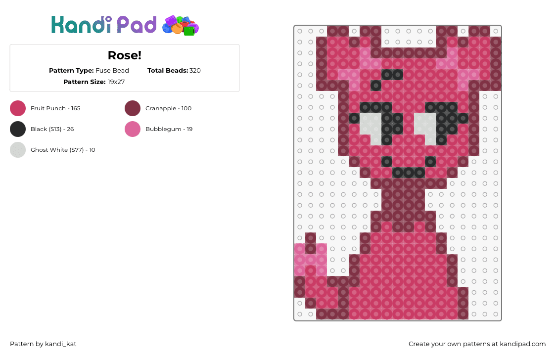 Rose! - Fuse Bead Pattern by kandi_kat on Kandi Pad - rose,sprunki,incredibox,video game,character,pink