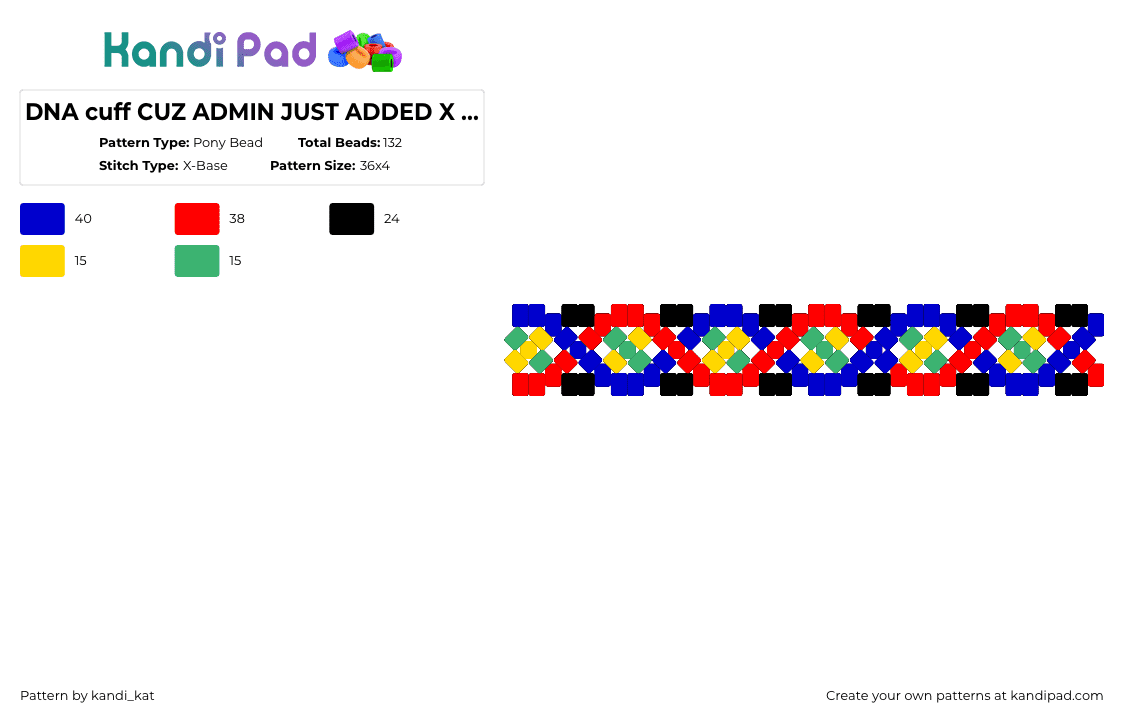 DNA cuff CUZ ADMIN JUST ADDED X BASE WOOOOOO - Pony Bead Pattern by kandi_kat on Kandi Pad - purple,red