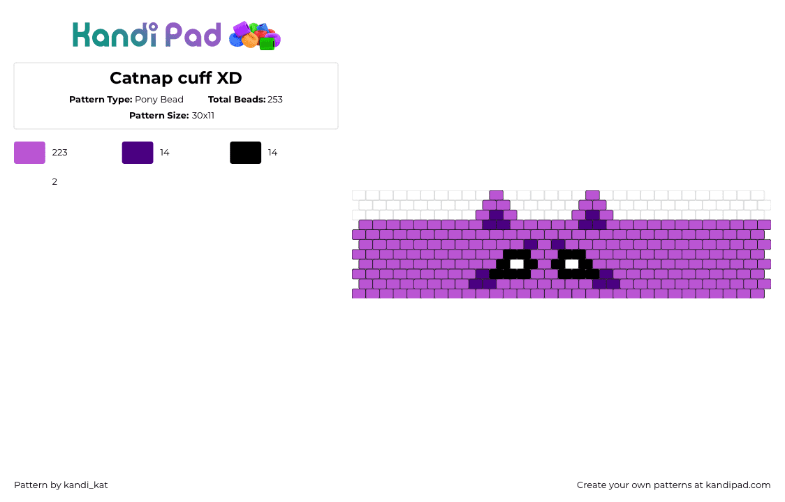 Catnap cuff XD - Pony Bead Pattern by kandi_kat on Kandi Pad - catnap,smiling critters,poppy playtime,video game,cuff,purple