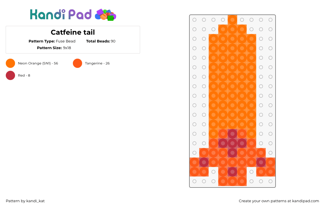 Catfeine tail - Fuse Bead Pattern by kandi_kat on Kandi Pad - catfeine,poppy playtime,smiling critters,tail,video game,orange