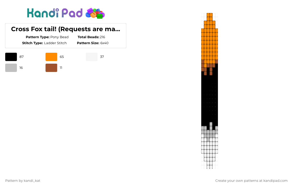 Cross Fox tail! (Requests are made!) - Pony Bead Pattern by kandi_kat on Kandi Pad - orange