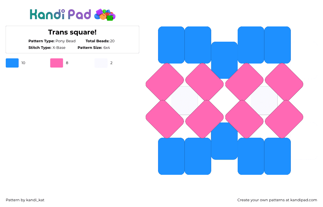 Trans square! - Pony Bead Pattern by kandi_kat on Kandi Pad - light blue,pink