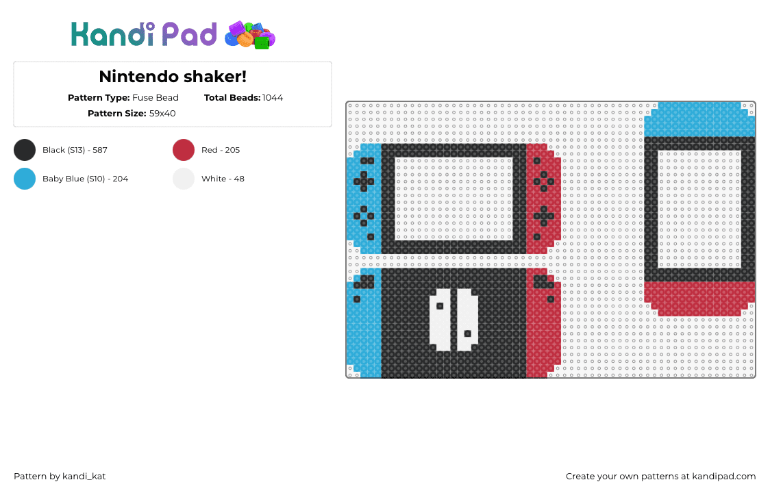 Nintendo shaker! - Fuse Bead Pattern by kandi_kat on Kandi Pad - switch,nintendo,console,gaming,3d,teal,red,black