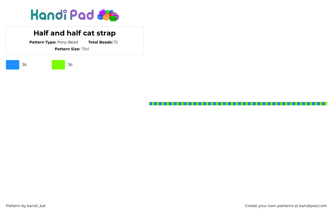Half and half cat strap - Pony Bead Pattern by kandi_kat on Kandi Pad - strap,bag,stripes,blue,green