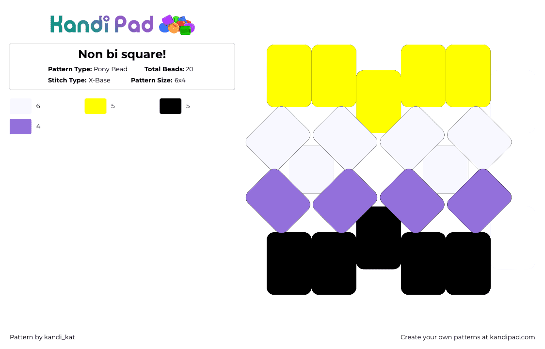 Non bi square! - Pony Bead Pattern by kandi_kat on Kandi Pad - yellow,purple
