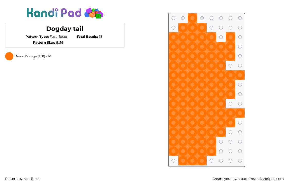 Dogday tail - Fuse Bead Pattern by kandi_kat on Kandi Pad - dogday,poppy playtime,smiling critters,tail,video game,simple,orange