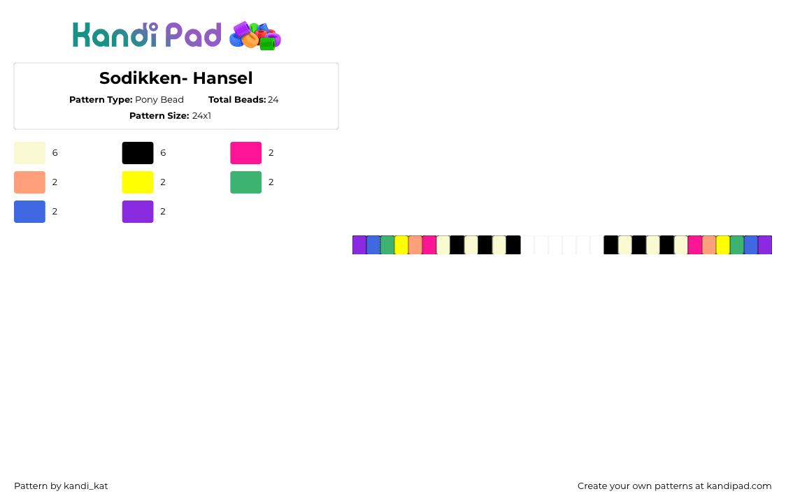 Sodikken- Hansel - Pony Bead Pattern by kandi_kat on Kandi Pad - orange,green,purple,colorful