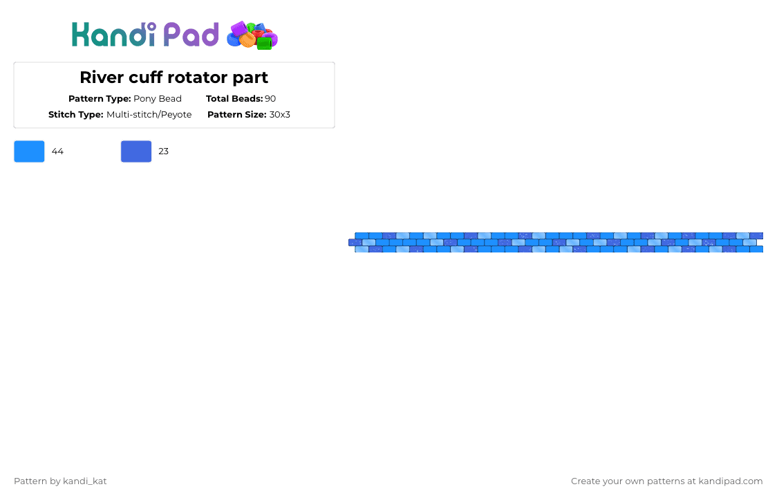 River cuff rotator part - Pony Bead Pattern by kandi_kat on Kandi Pad - light blue