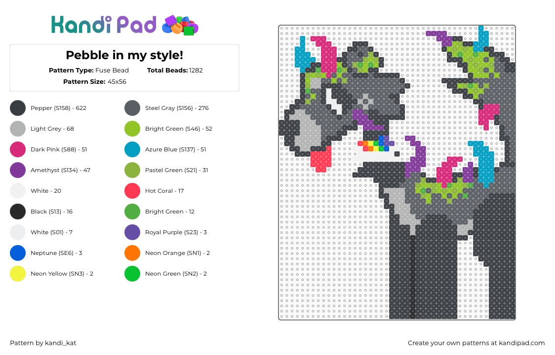 Pebble in my style! - Fuse Bead Pattern by kandi_kat on Kandi Pad - black,beige,gray,colorful