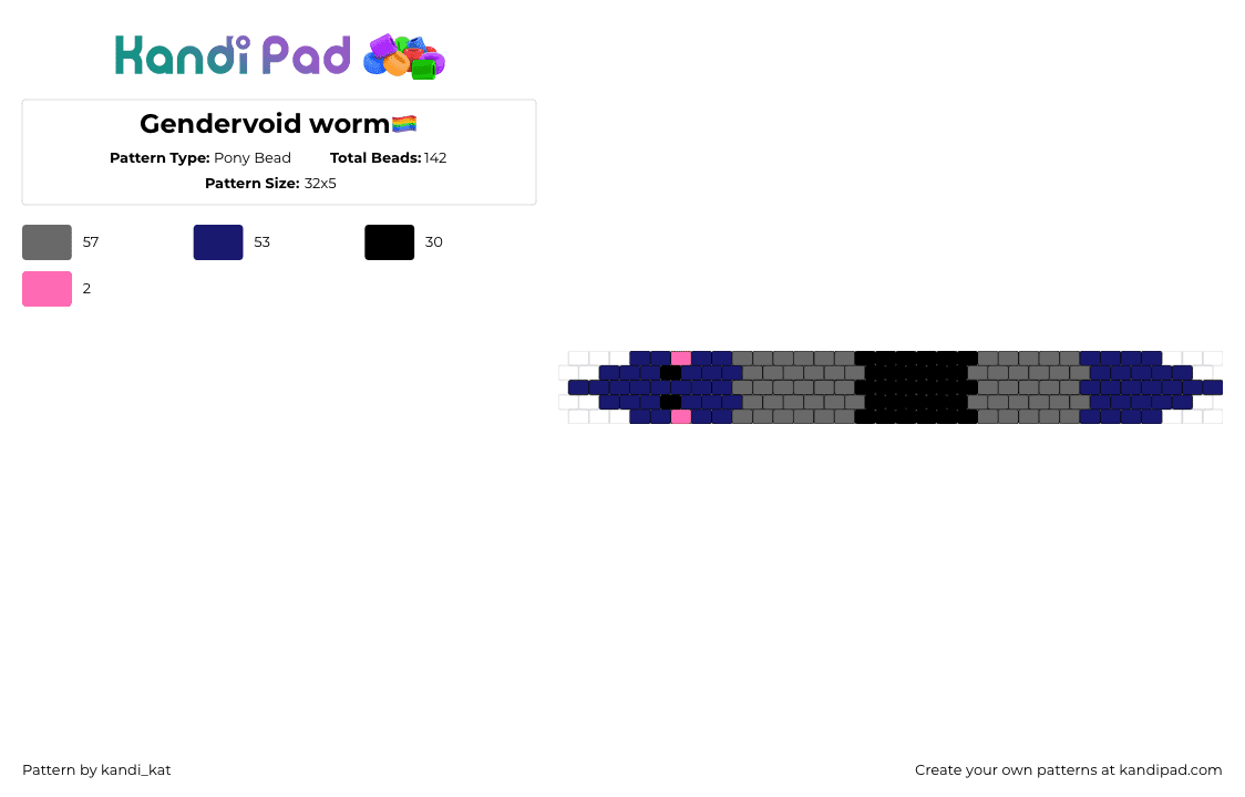 Gendervoid worm🏳️‍🌈 - Pony Bead Pattern by kandi_kat on Kandi Pad - squirmle,gendervoid,worm,pride,gray,blue,black