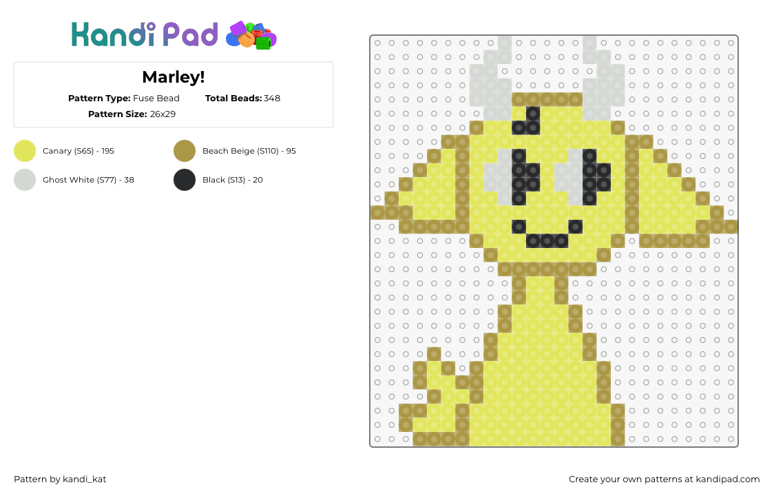 Marley! - Fuse Bead Pattern by kandi_kat on Kandi Pad - marley,sprunki,incredibox,video game,character,horned,yellow