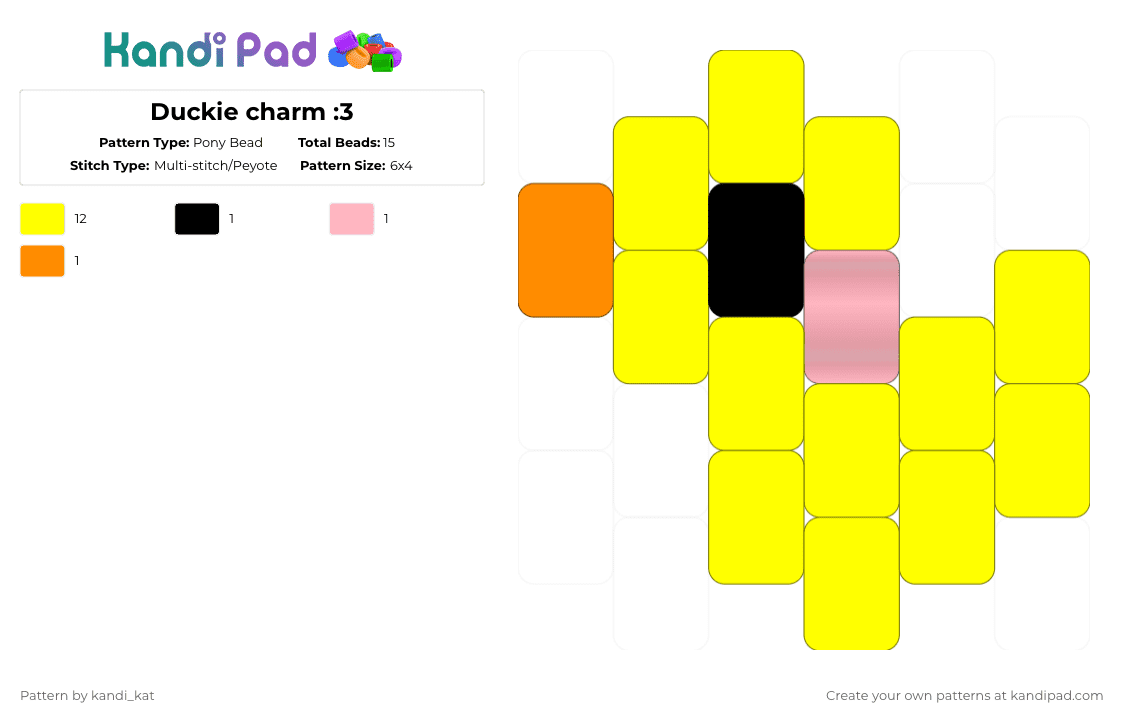 Duckie charm :3 - Pony Bead Pattern by kandi_kat on Kandi Pad - white,pink,purple