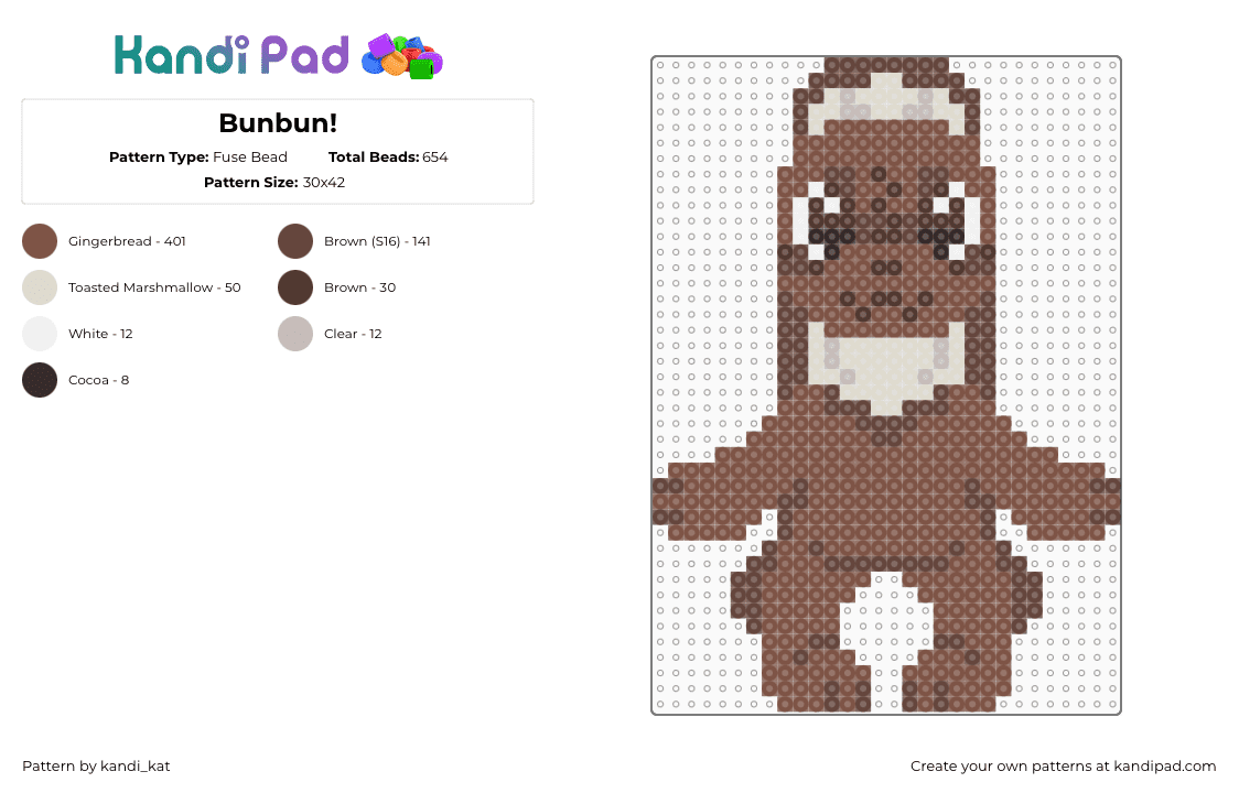 Bunbun! Fuse Bead Pattern - Kandi Pad | Kandi Patterns, Fuse Bead ...