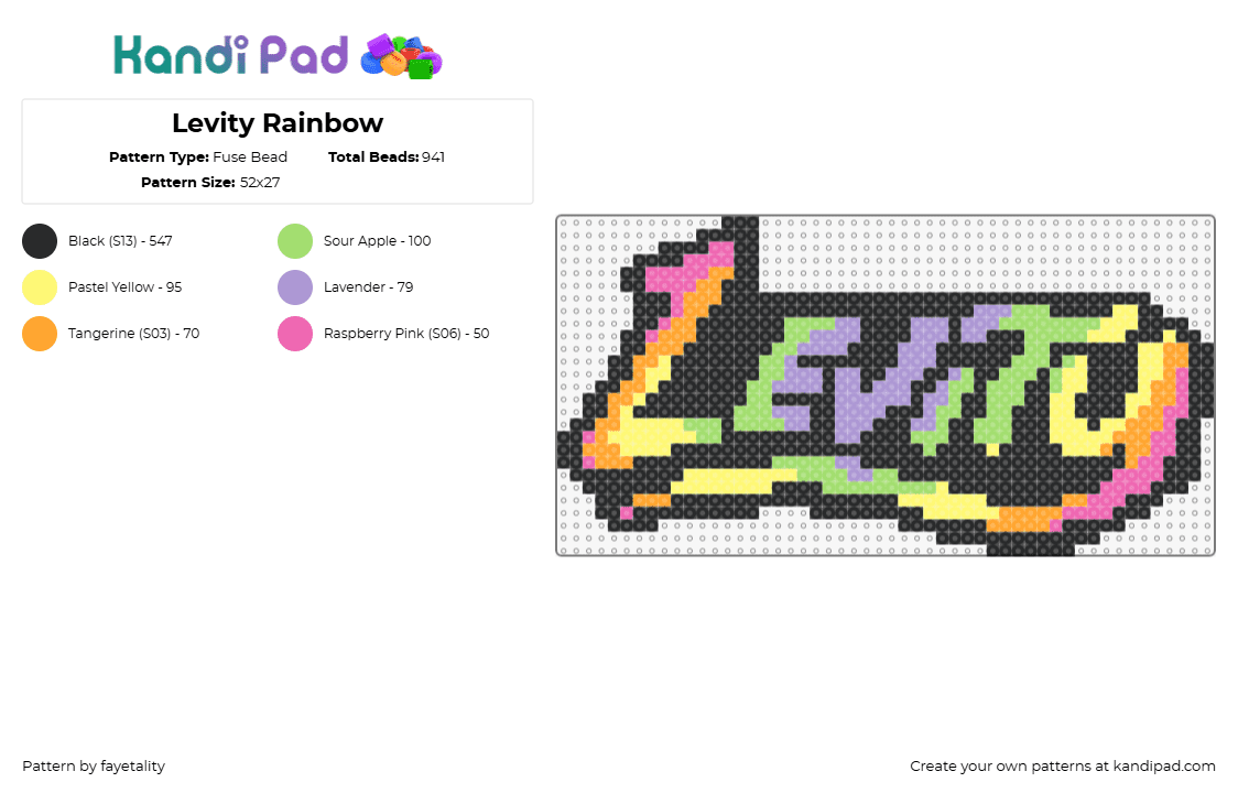 Levity Rainbow - Fuse Bead Pattern by fayetality on Kandi Pad - 