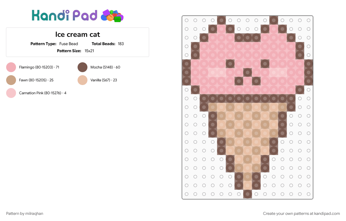 Ice cream cat - Fuse Bead Pattern by milraqhan on Kandi Pad - beige, tan