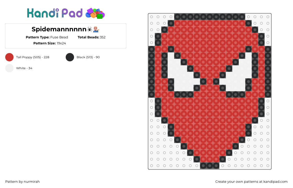 Spidemannnnnn🕷️💁🏼‍♂️ - Fuse Bead Pattern by nurmirah on Kandi Pad - spiderman,spooderman,superhero,marvel,meme,comic,head,mask,red