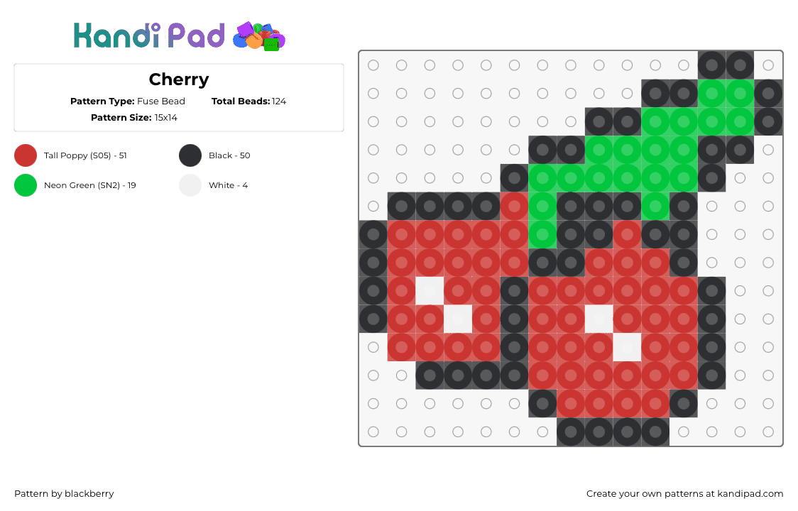 Cherry - Fuse Bead Pattern by blackberry on Kandi Pad - cherries,fruit,food,red,green