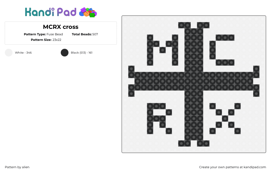 MCRX cross - Fuse Bead Pattern by alien on Kandi Pad - 