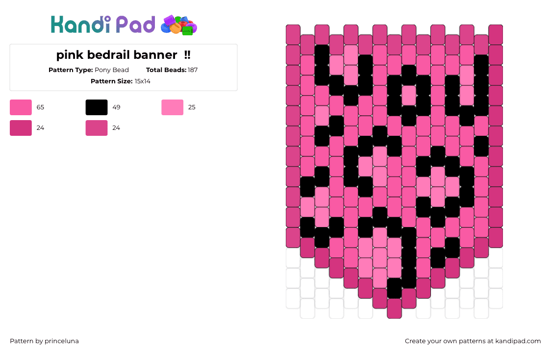 pink bedrail banner  !! - Pony Bead Pattern by princeluna on Kandi Pad - 