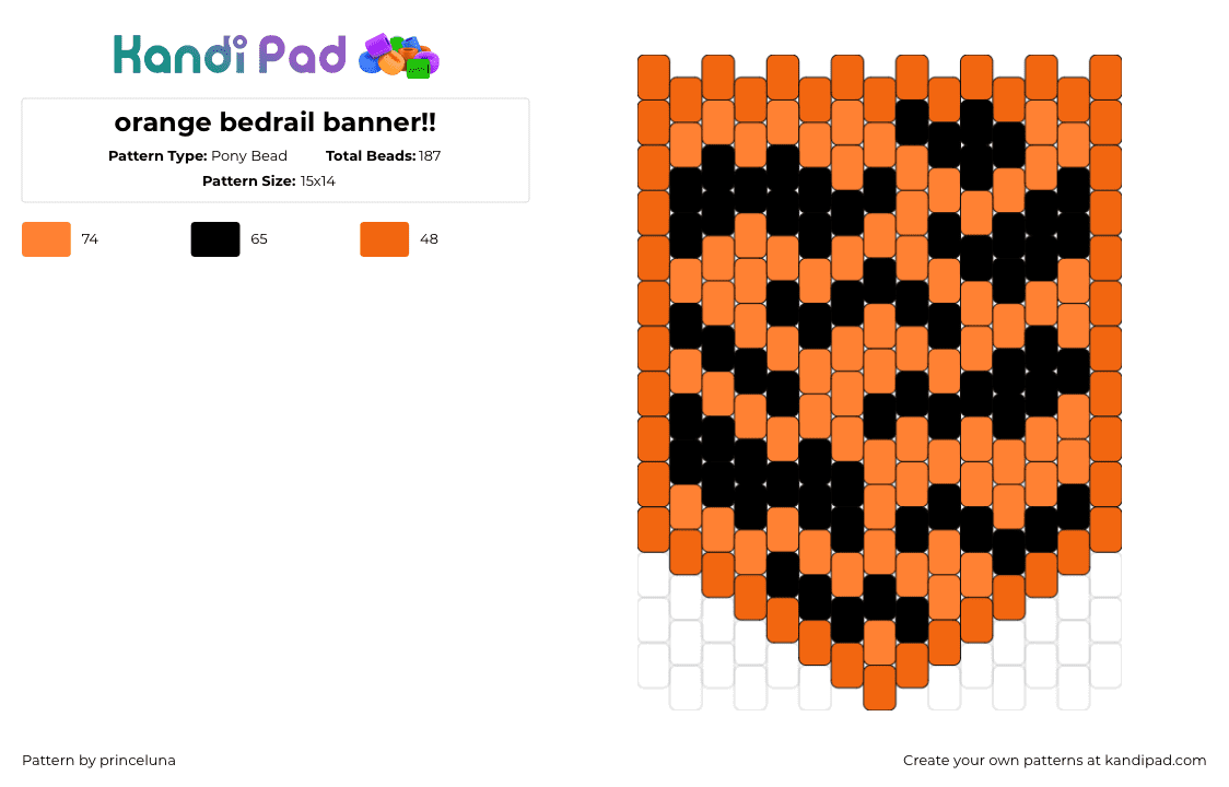 orange bedrail banner!! - Pony Bead Pattern by princeluna on Kandi Pad - 