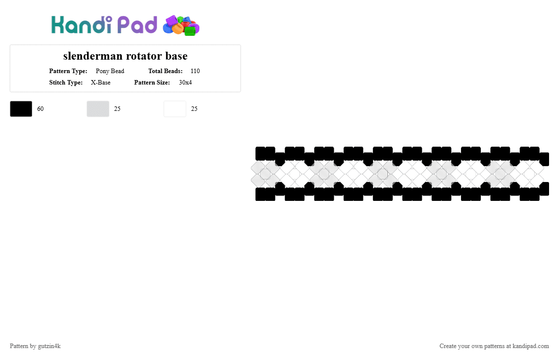 slenderman rotator base - Pony Bead Pattern by gutzin4k on Kandi Pad - black,white