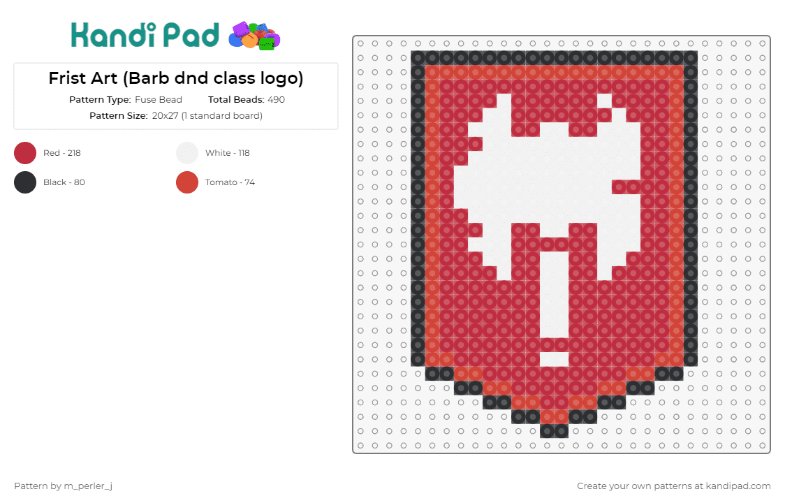 Frist Art (Barb dnd class logo) - Fuse Bead Pattern by m_perler_j on Kandi Pad - dungeons and dragons,axe,flag,shield