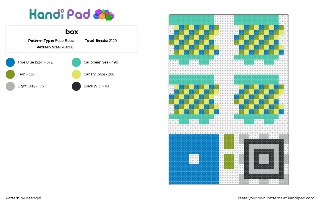 box - Fuse Bead Pattern by deadgirl on Kandi Pad - box,3d,puzzle,stripes,teal,blue