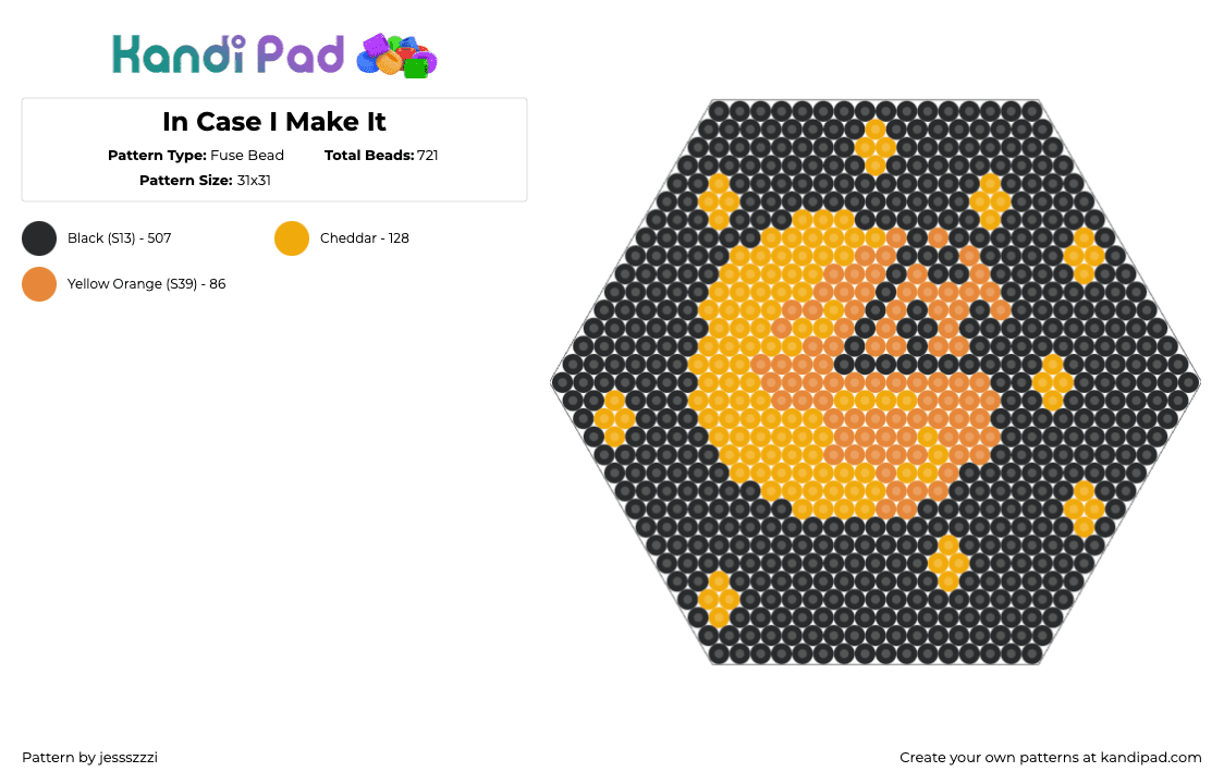 In Case I Make It - Fuse Bead Pattern by jessszzzi on Kandi Pad - in case i make it,will wood,album,music,black,orange