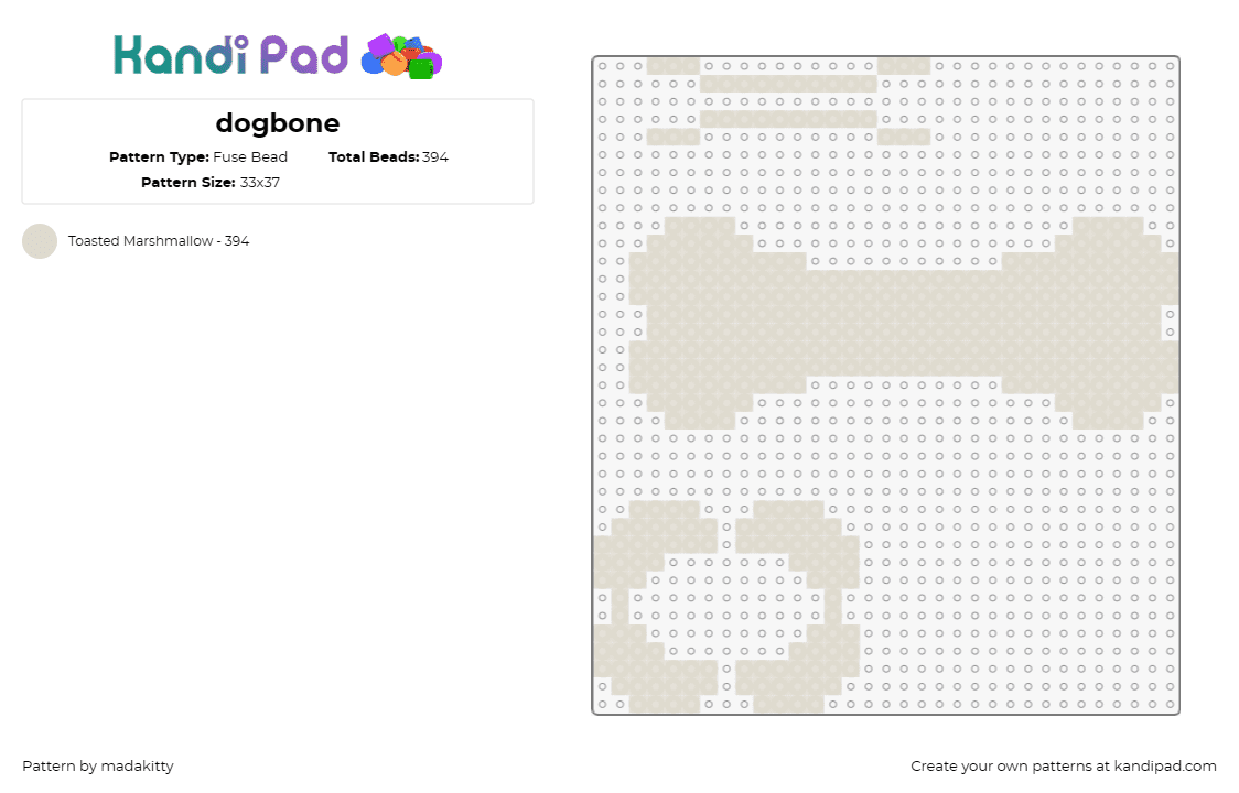 dogbone - Fuse Bead Pattern by madakitty on Kandi Pad - 