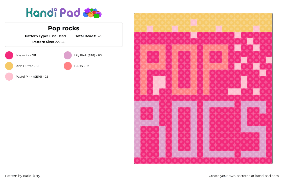 Pop rocks - Fuse Bead Pattern by cutie_kitty on Kandi Pad - pop rocks,candy,text,panel,pink