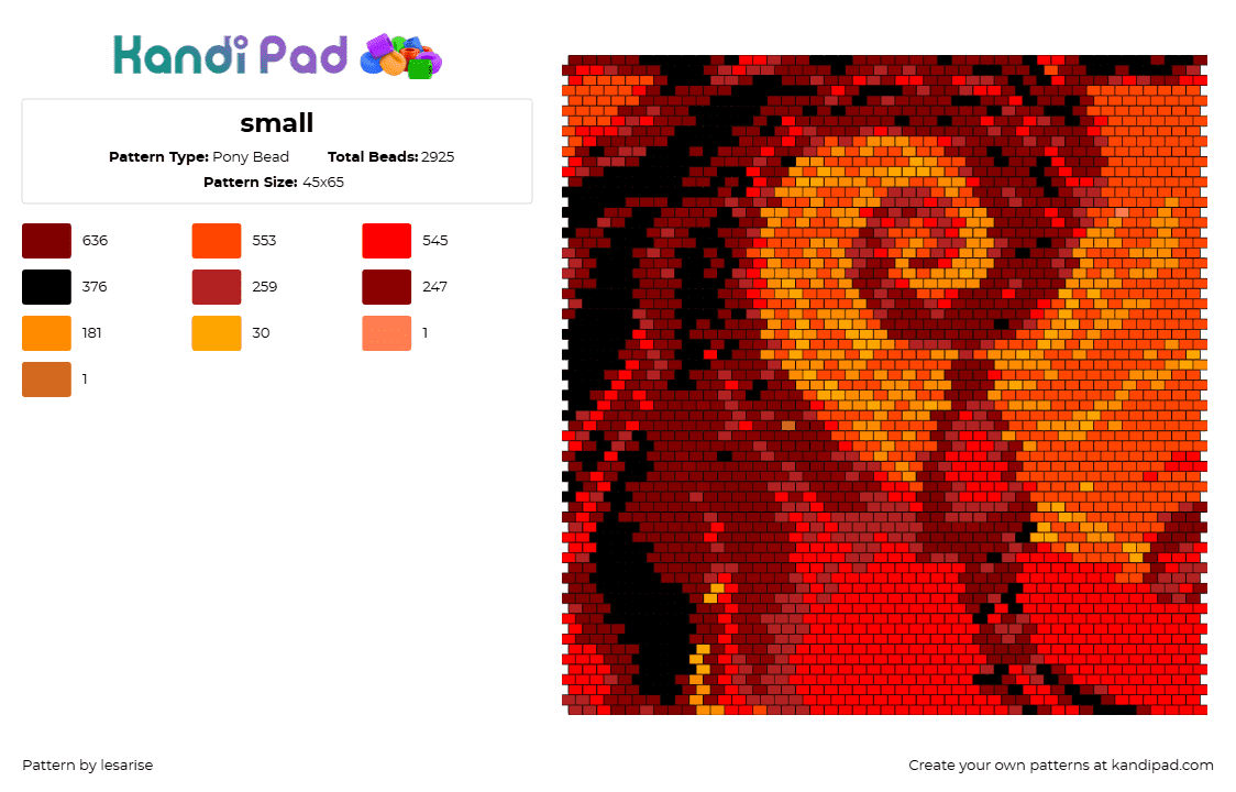 small - Pony Bead Pattern by lesarise on Kandi Pad - are we there yet,james marriot,album,music,fiery,swirl,panel,orange,red