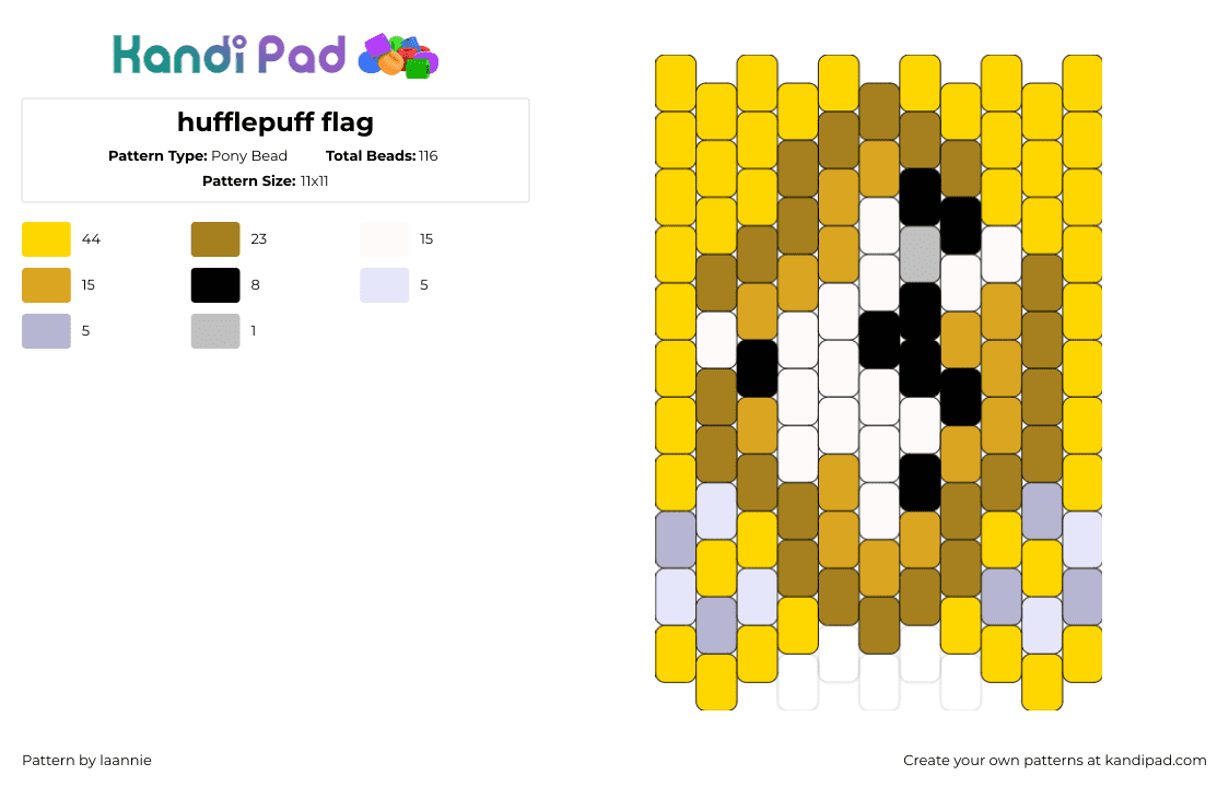 hufflepuff flag - Pony Bead Pattern by laannie on Kandi Pad - hufflepuff,harry potter,flag,banner,story,movie,book,yellow,gold