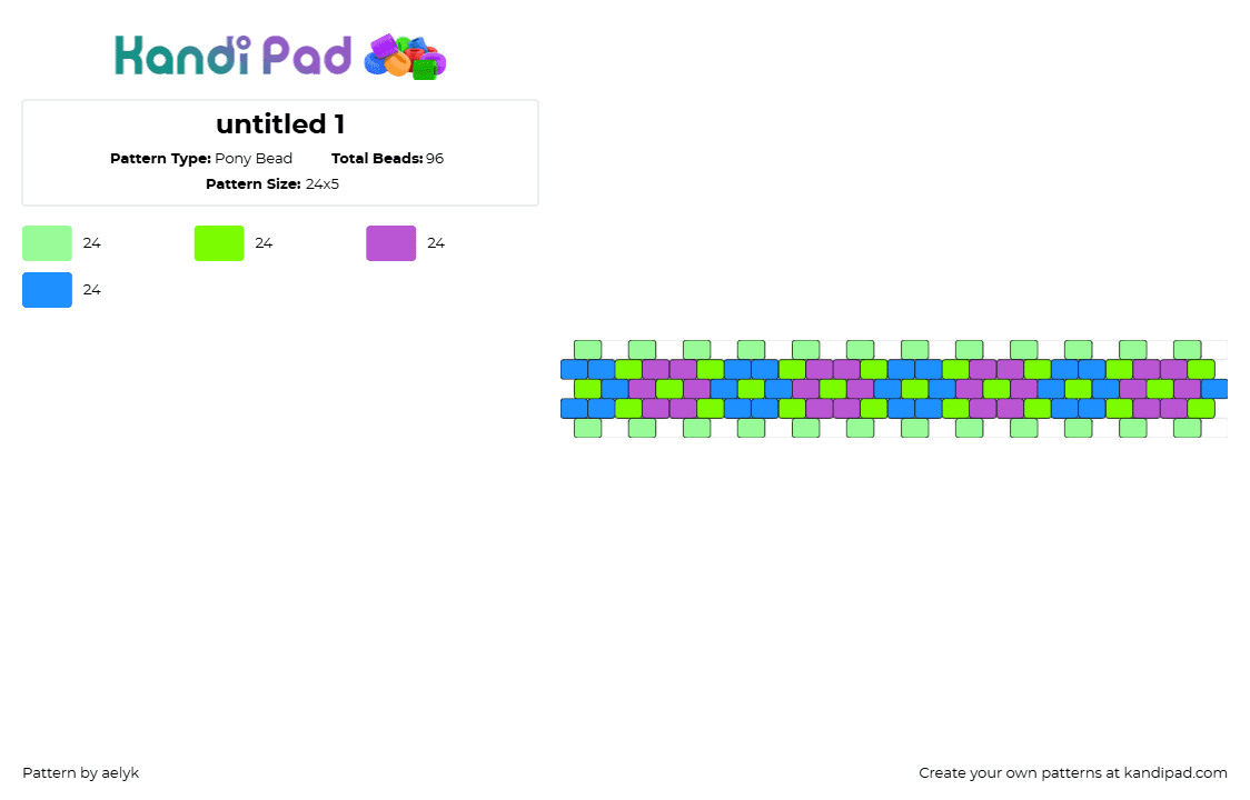 untitled 1 - Pony Bead Pattern by aelyk on Kandi Pad - chain,flowers,bracelet,green,purple,blue