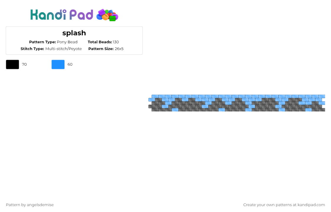 splash - Pony Bead Pattern by angelsdemise on Kandi Pad - black,light blue
