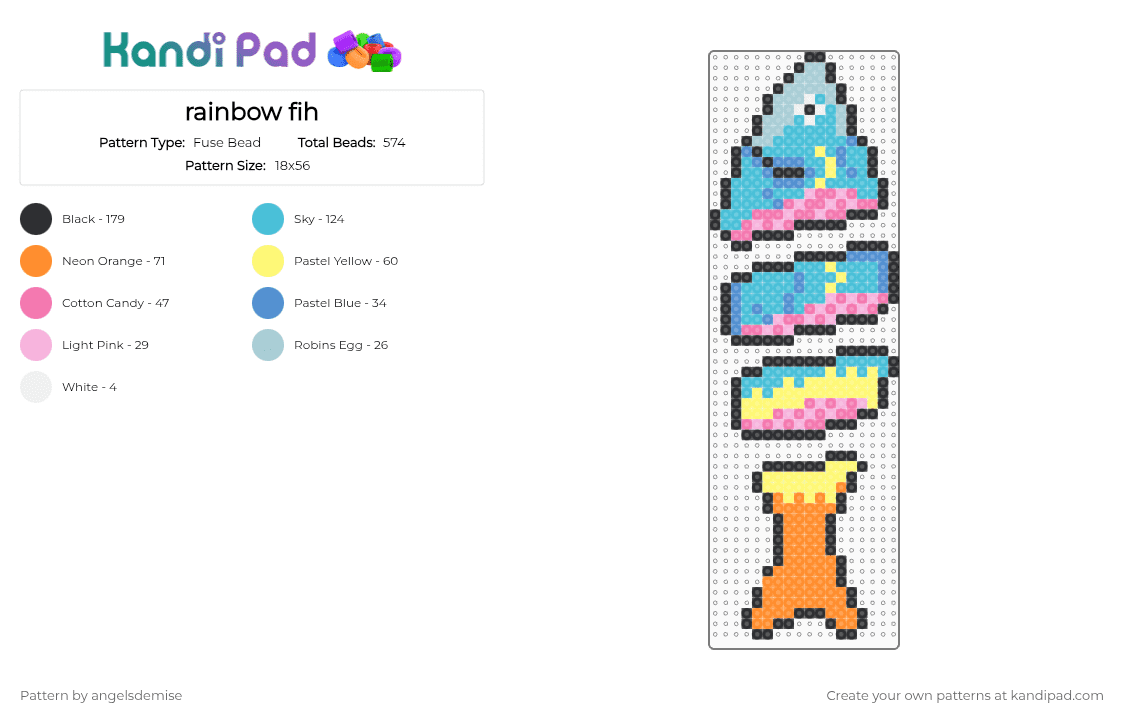 rainbow fih - Fuse Bead Pattern by angelsdemise on Kandi Pad - light blue