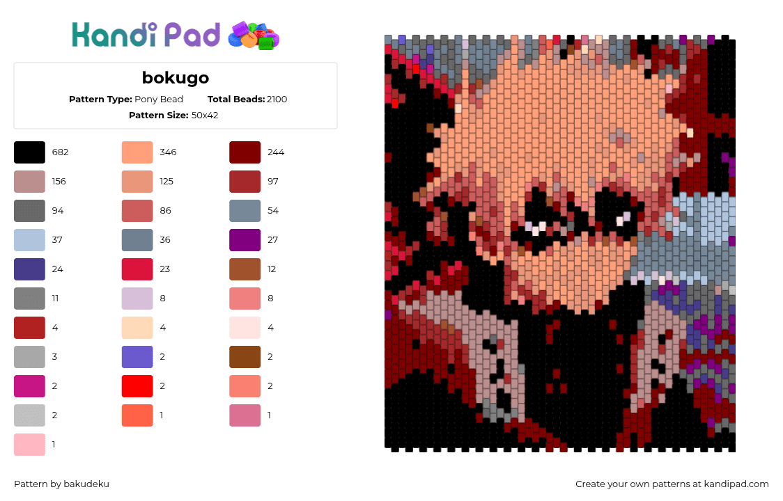 bokugo - Pony Bead Pattern by bakudeku on Kandi Pad - bakugo katsuki,mha,my hero academia,tapestry,anime,portrait,orange,black