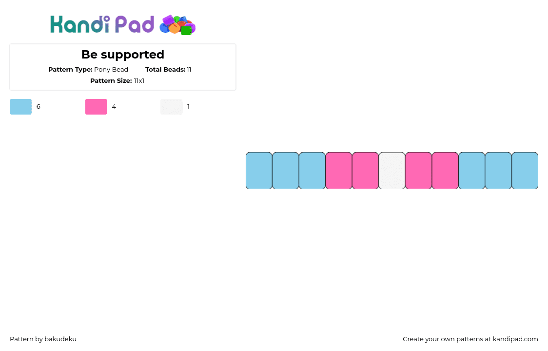 Be supported - Pony Bead Pattern by bakudeku on Kandi Pad - trans,pride,simple,light blue,pink