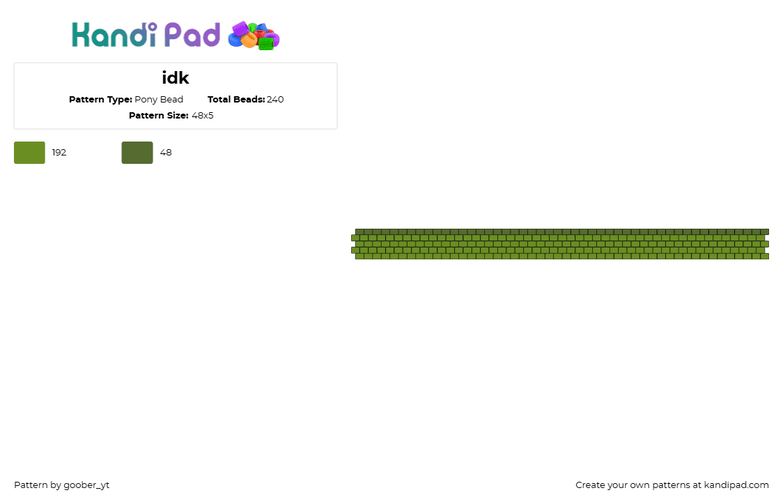 idk - Pony Bead Pattern by goober_yt on Kandi Pad - simple,bracelet,cuff,green