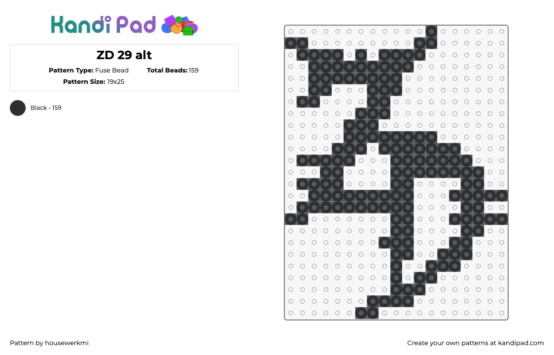 ZD 29 alt - Fuse Bead Pattern by housewerkmi on Kandi Pad - zeds dead,logo,dj,music,edm,black