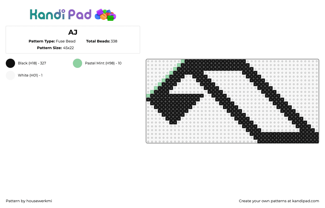 AJ - Fuse Bead Pattern by housewerkmi on Kandi Pad - anjuna beats,logo,label,music,outline,black