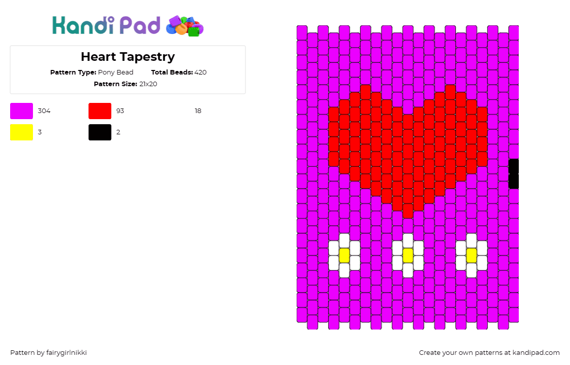 Heart Tapestry - Pony Bead Pattern by fairygirlnikki on Kandi Pad - heart,daisies,love,flowers,panel,red,pink