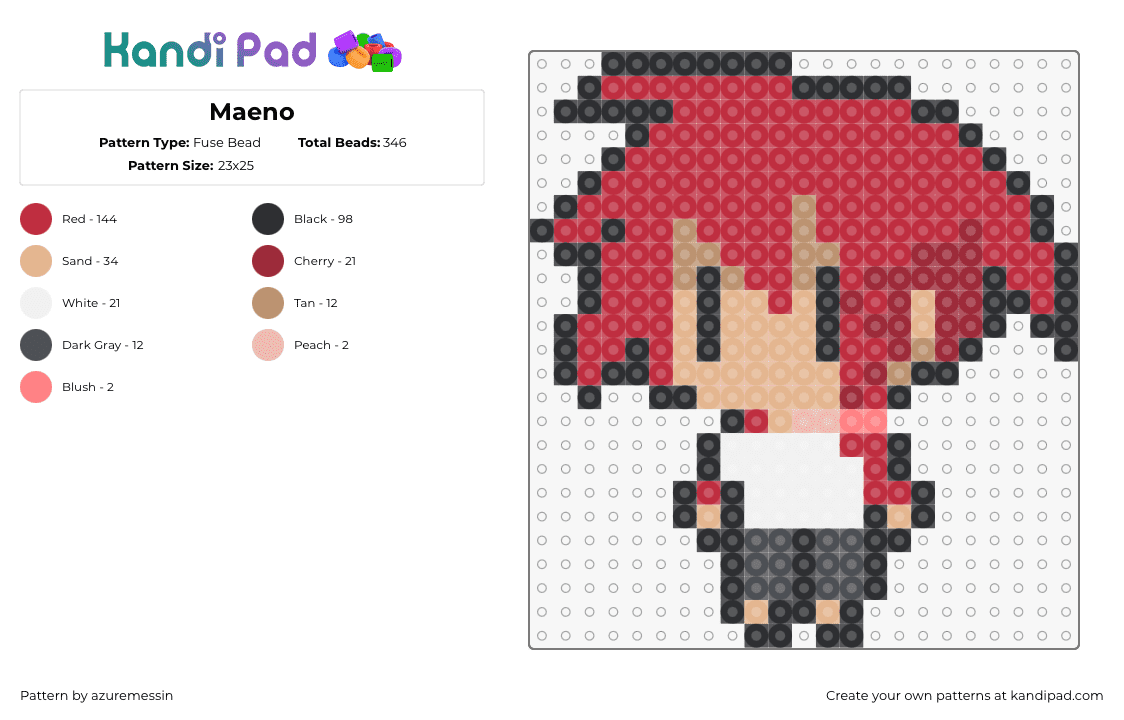 Maeno - Fuse Bead Pattern by azuremessin on Kandi Pad - maeno aki,zeno,chibi,character,video game,horror,rpg,red,tan